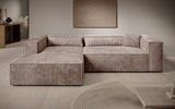 Designer Ecksofa Vasto in Cord – Blush – Links