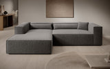 Designer Ecksofa Vasto in Strukturstoff – Grau – Links