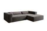 Designer Ecksofa Vasto in Strukturstoff – Grau – Rechts