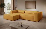 Designer Ecksofa Vasto in Strukturstoff – Safran – Links