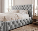 Designer Polsterbett Nino in Samt – Grau