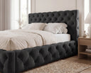 Designer Polsterbett Nino in Samt – Schwarz