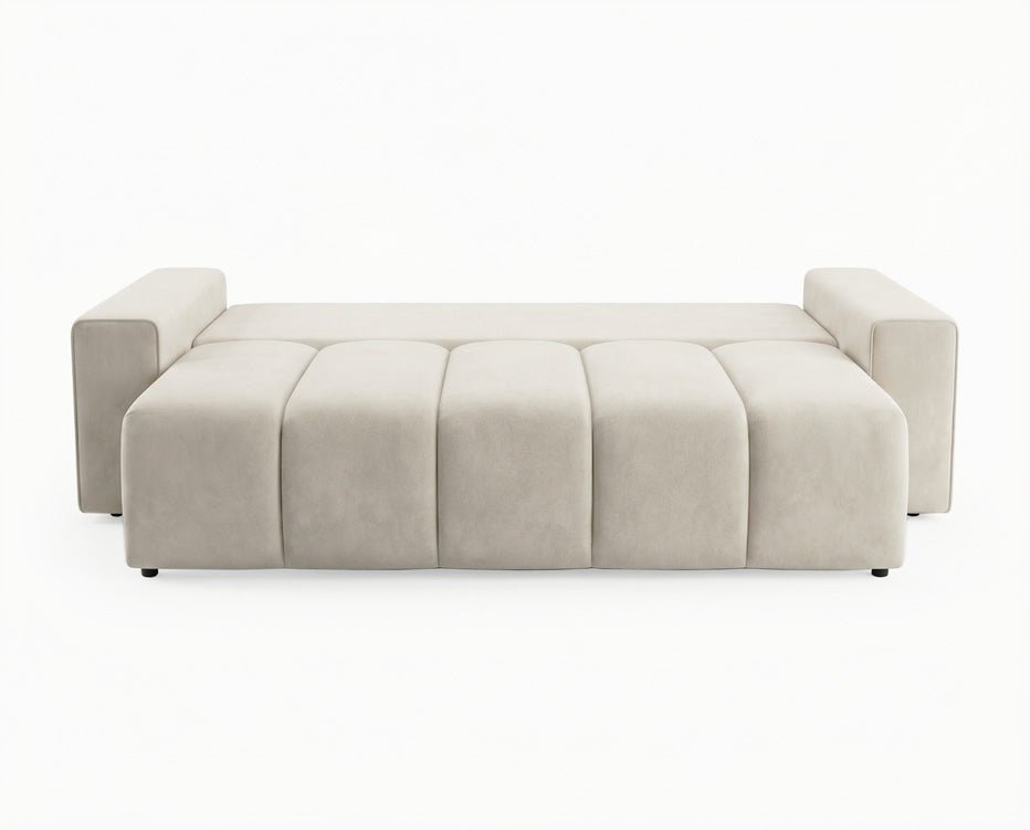 Designer 3 Sitzer Sofa Vena mit Stauraum und Schlaffunktion in Samt