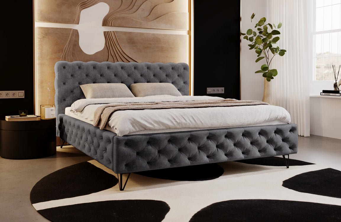 Designer upholstered bed Sienna in velvet without storage