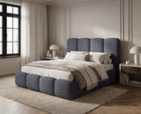 Designer Polsterbett Perla in Bouclé – Anthrazit
