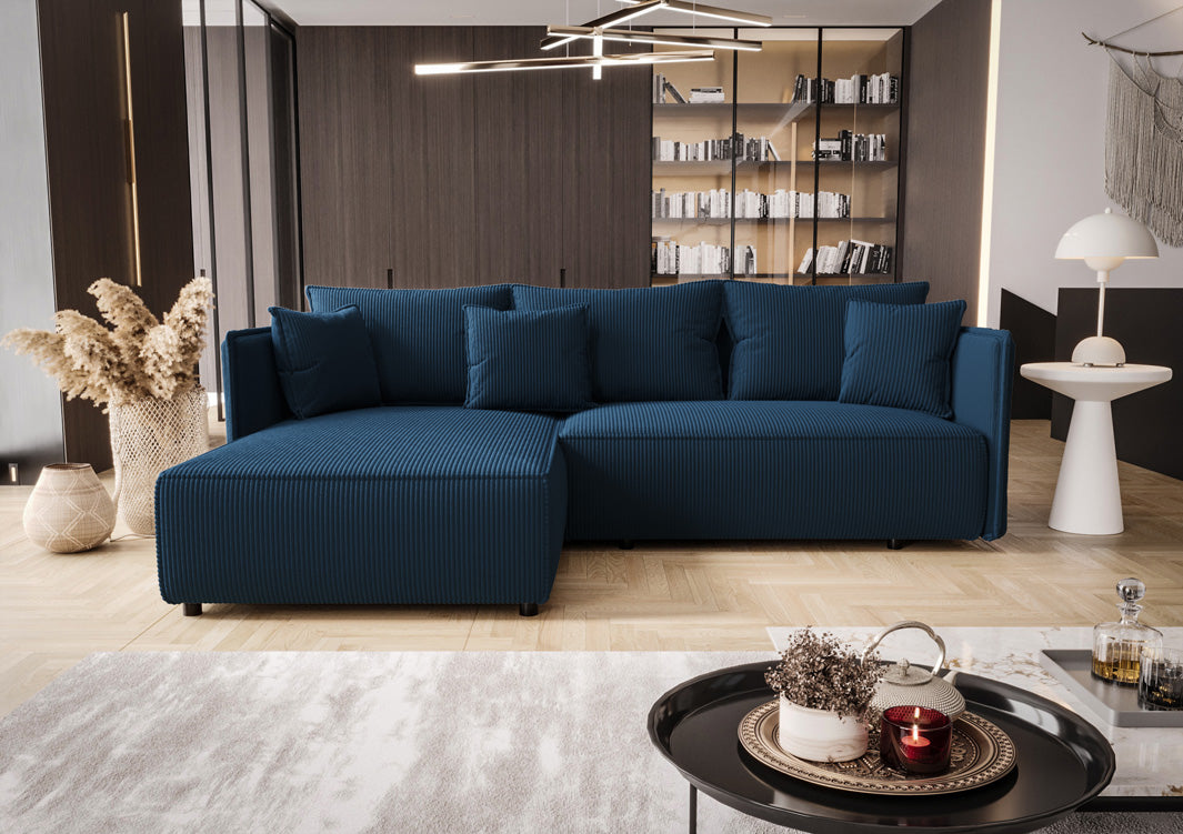 Designer Sofa Marlen with Sleep and Folding Function in Corduroy