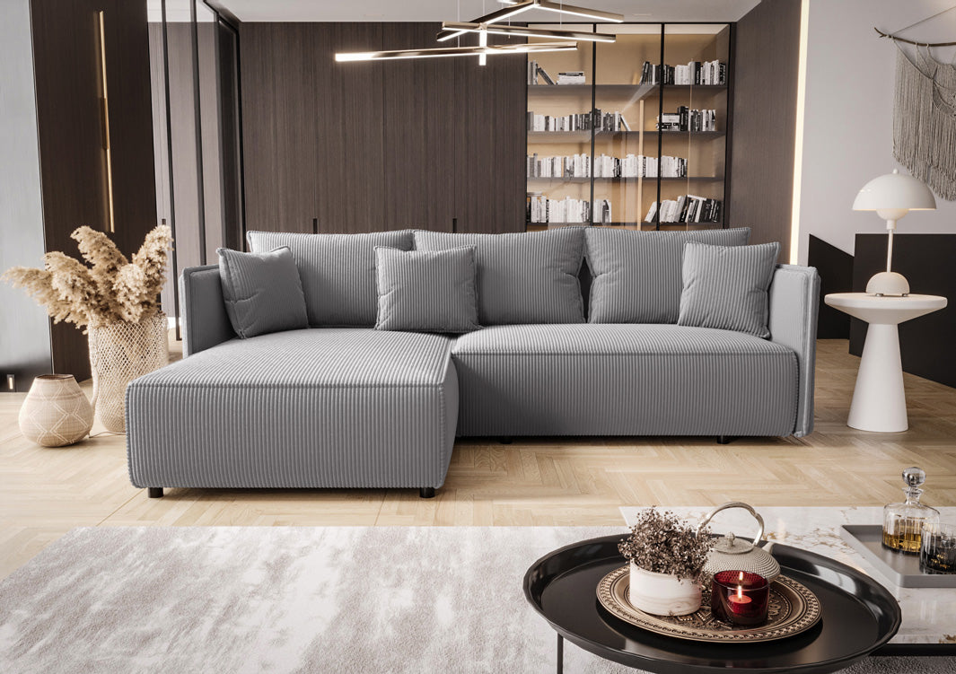 Designer Sofa Marlen with Sleep and Folding Function in Corduroy