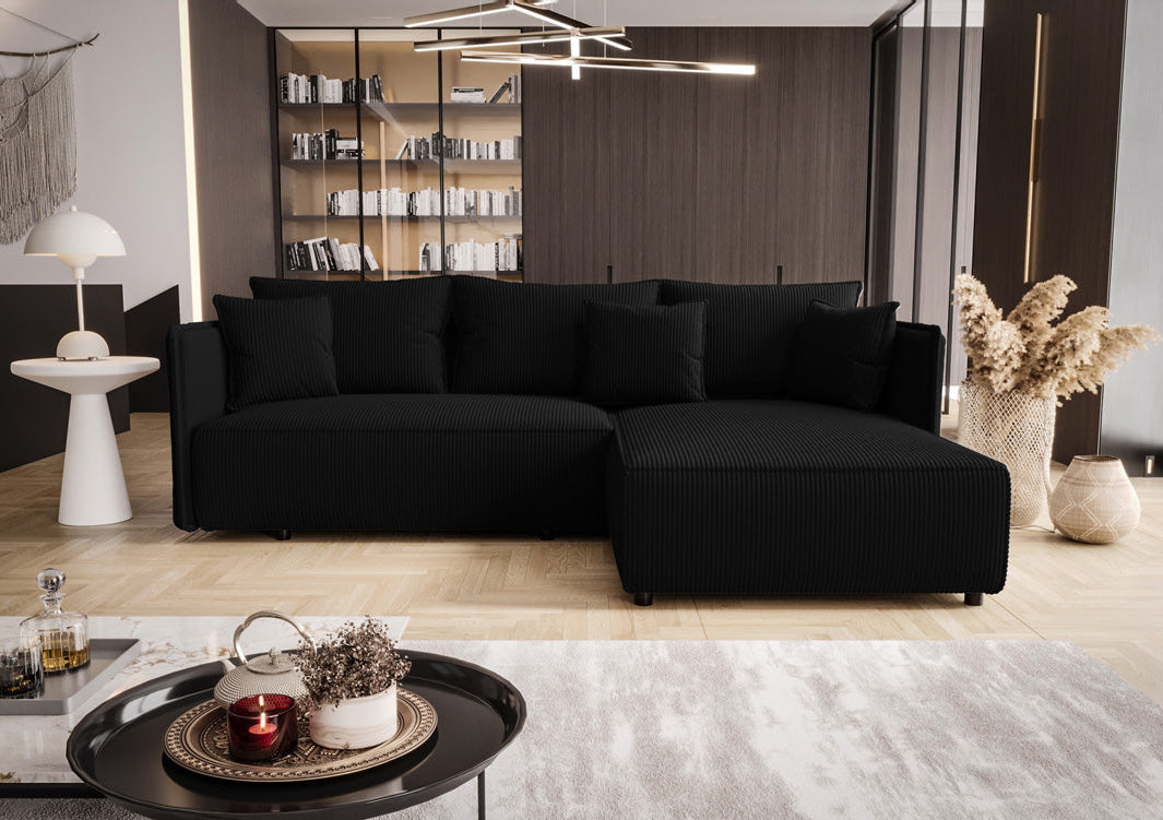 Designer Sofa Marlen with Sleep and Folding Function in Corduroy