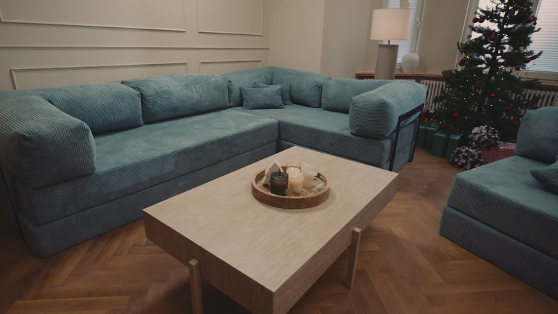 Designer Ecksofa Lazy geschlossen in Cord