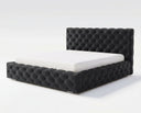 Designer Polsterbett Ria in Samt mit Stauraum – Schwarz