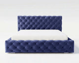 Designer Polsterbett Ria in Samt mit Stauraum – Blau