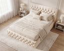 Designer Polsterbett Rivo in Samt mit Stauraum – Beige