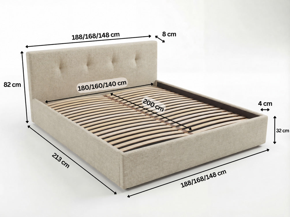 Designer upholstered bed Alva in velvet with storage space