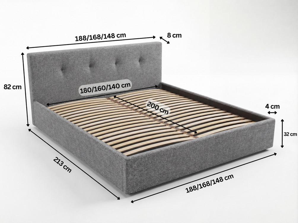 Designer upholstered bed Alva in velvet with storage space