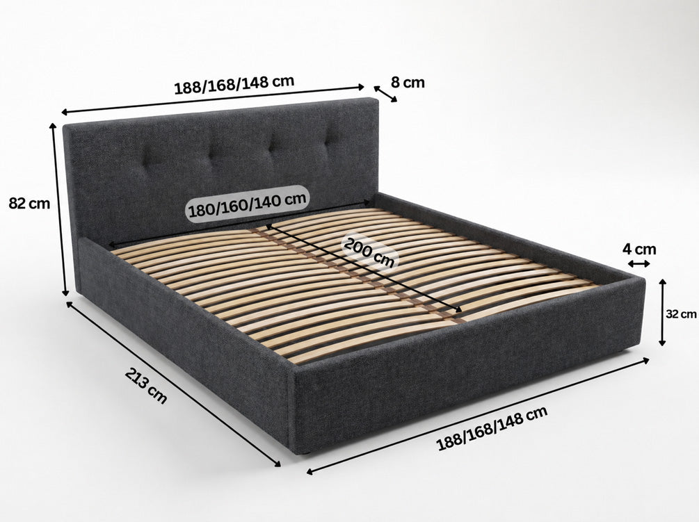 Designer upholstered bed Alva in velvet with storage space