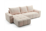 Designer Ecksofa Arvo in Bouclé mit Schlaffunktion & Stauraum – Beige – Links