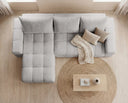 Designer Ecksofa Arvo in Bouclé mit Schlaffunktion & Stauraum – Sand – Links