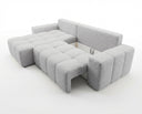 Designer Ecksofa Arvo in Bouclé mit Schlaffunktion & Stauraum – Sand – Links