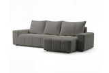 Designer Ecksofa Arvo in Bouclé mit Schlaffunktion & Stauraum – Grau – Rechts