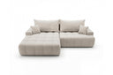 Designer Ecksofa Pino in Samt mit Schlaffunktion & Stauraum – Beige – Links