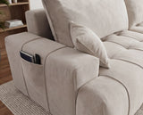 Designer Ecksofa Pino in Samt mit Schlaffunktion & Stauraum – Beige – Rechts