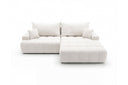 Designer Ecksofa Pino in Samt mit Schlaffunktion & Stauraum – Weiß – Rechts