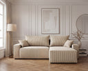 Designer Ecksofa Rino in Cord mit Schlaffunktion & Stauraum – Beige – Links