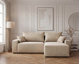 Designer Ecksofa Rino in Cord mit Schlaffunktion & Stauraum – Beige – Links