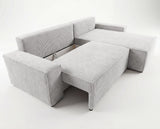 Designer Ecksofa Rino in Cord mit Schlaffunktion & Stauraum – Hellgrau – Links