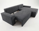 Designer Ecksofa Rino in Cord mit Schlaffunktion & Stauraum – Grau – Links
