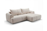Designer Ecksofa Corso in Samt mit Schlaffunktion & Stauraum – Beige – Rechts