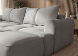 Designer Ecksofa Corso in Samt mit Schlaffunktion & Stauraum – Hellgrau – Rechts