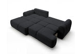 Designer Ecksofa Corso in Samt mit Schlaffunktion & Stauraum – Schwarz – Links