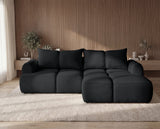 Designer Ecksofa Corso in Samt mit Schlaffunktion & Stauraum – Schwarz – Rechts
