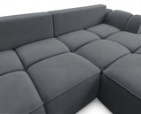 Designer Ecksofa Corso in Samt mit Schlaffunktion & Stauraum – Grau – Rechts