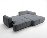 Designer Ecksofa Corso in Samt mit Schlaffunktion & Stauraum – Grau – Rechts