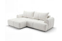 Designer Ecksofa Corso in Samt mit Schlaffunktion & Stauraum – Weiß – Links