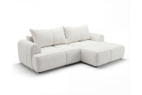 Designer Ecksofa Corso in Samt mit Schlaffunktion & Stauraum – Weiß – Rechts