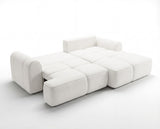 Designer Ecksofa Corso in Samt mit Schlaffunktion & Stauraum – Weiß – Rechts