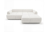 Designer Ecksofa Corso in Samt mit Schlaffunktion & Stauraum – Weiß – Rechts