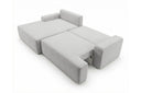 Designer Ecksofa Frido in Samt mit Schlaffunktion & Stauraum – Hellgrau – Links
