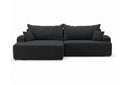 Designer Ecksofa Frido in Samt mit Schlaffunktion & Stauraum – Schwarz – Links