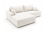 Designer Ecksofa Frido in Samt mit Schlaffunktion & Stauraum – Weiß – Links