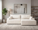 Designer Ecksofa Frido in Samt mit Schlaffunktion & Stauraum – Weiß – Rechts