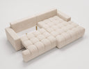 Designer Ecksofa Nemo in Stoff mit Schlaffunktion & Stauraum – Beige – Rechts