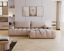 Designer Ecksofa Nemo in Stoff mit Schlaffunktion & Stauraum – Sand – Rechts