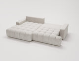 Designer Ecksofa Nemo in Stoff mit Schlaffunktion & Stauraum – Hellgrau – Links