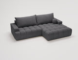 Designer Ecksofa Nemo in Stoff mit Schlaffunktion & Stauraum – Anthrazit – Rechts