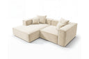 Designer Ecksofa Reno in Samt – Beige – Links