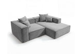 Designer Ecksofa Reno in Samt – Grau – Rechts